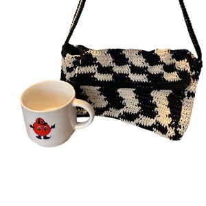 Black and White Crochet Shoulder Bag